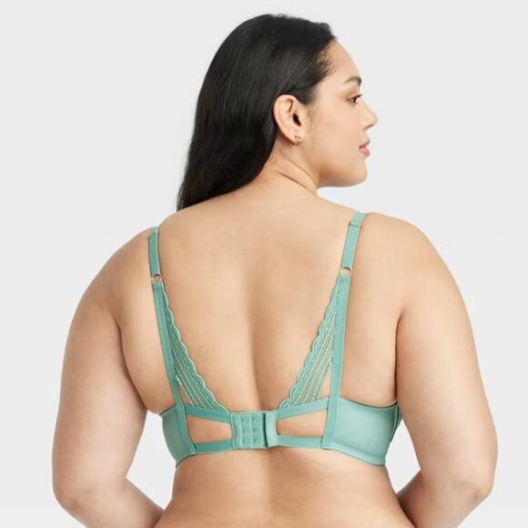 Auden NWT Women's Lace Push-Up Plunge Bra Tidal Flow Green 36DD - Picture 3 of 9